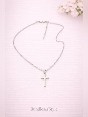 🌙 C1304 Silver plated stainless steel necklace and cross